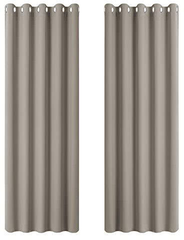 PONY DANCE Verdunkelungsvorhang Ösen Schlafzimmer Gardinen und Vorhänge Blickdicht Thermovorhang gegen Hitze Blackout Curtains, Sandfarben, 2er Set H 228 x B 167 cm