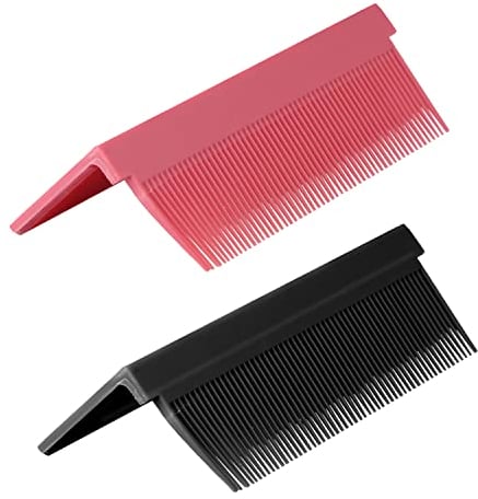 2uds Peine para Alisar el Cabelloo, Accesorio de Peine Alisador para Plancha Plana Accesorios de Peines Aptos para Alisar el Cabello para Mujeres Hombres Peluquería (Negro Rojo)