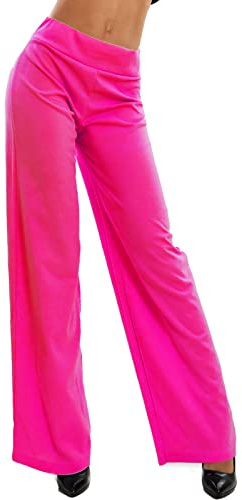 Toocool Damenhosen, Palazzo Hose Damen mit elastischem Bund, Basic Palazzo Hose Damen Herbst, Büro Damenhosen VI-9292 [M, Fuchsia]