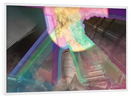 artboxONE Poster mit weißem Rahmen 18x13 cm Abstrakt The Sky is not The Limit - Bild Skyline bunt Digitale Collage