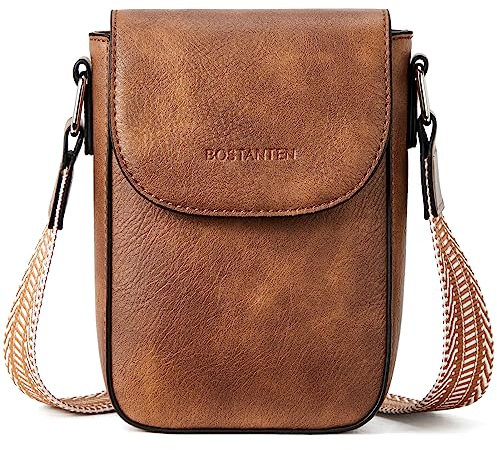BOSTANTEN Handy Umhängetasche Damen, Handytasche zum Umhängen Leder, Handytasche mit Geldbörse zum Umhängen, Handtasche damen umhängetasche Braun