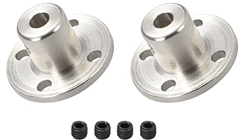 DMiotech 2 Pack 4mm Innen Durchmesser H12xD10 Flansch Kupplung Anschluss Starre Leitfaden Welle Unterstützung Kuppler Welle Kupplung mit Schrauben für DIY RC Modell Motoren Silber