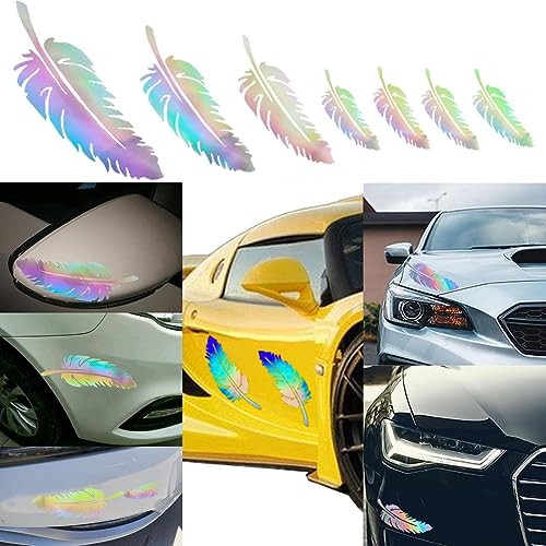 7 Stück Auto-Seitengrafiken 7 Farben reflektierende Aufkleber Starke reflektierende Streifen-Aufkleber Auto-reflektierende Aufkleber universell für Auto,LKW,Motorrad,Fahrrad (Feder)