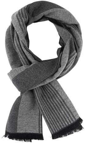 DiaryLook Herren Herbst Baumwolle kariert Schal-Winter Frühling Herbst Jungen Warm Lange Scarf mit Luxuriöse,Grau Gestreift