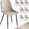 tectake® Esszimmerstühle 8er Set, Samtstoff Stuhl mit Rückenlehne, ergonomische Essstühle, bequemer Küchenstuhl, Esszimmerstuhl, Cocktailsessel für Lounge, Dining, Küchentisch - Creme