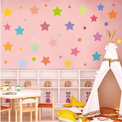 Arawat Wandtattoos Wandbilder Sterne Wandtattoos 10 Blatt Wandtattoos für Schlafzimmer Wohnzimmer Badezimmer Küche Sterne Wandtattoos Kunstdekor Boho Dekorative Wandtattoos
