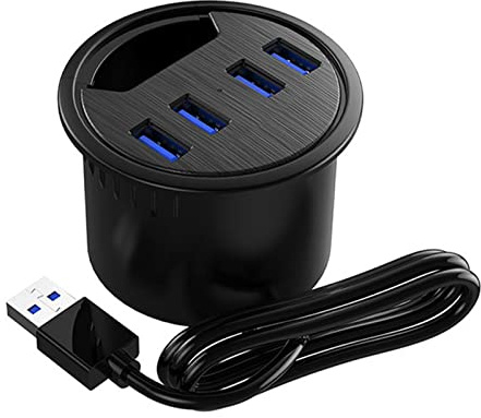 CHICHIYANG Grommet Hole in Desk USB 3.0 4 Port Hub Office Accessories Desk Grommet 5Gbps Data Transmission with 4.92ft Cord for Diameter 2.36 or 60MM Hole