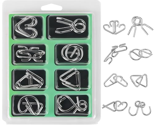 ZDNT 8 Stück Metalldraht Puzzle,Metallpuzzle Knobelspiele,Metall Knobelspiele,Metallpuzzle Metallknobellei Set,IQ Spiele Puzzle 3D Brainteaser Puzzle Metallpuzzle Geschenke für Erwachsene und Kinder