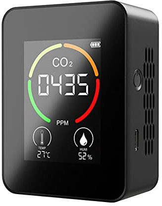 Kocusu CO2 Monitor with LCD Display,Air Quality Monitor Indoor,3 in 1 CO2 Detector Sensor,Carbon Dioxide Detector with Temperature,Humidity for Home,Office,Car (Black)