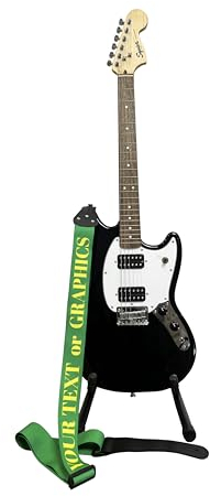 Pictogogo Premium Personalisierter Gitarrengurt – Wählen Sie Text oder Grafik, Farbe & Schriftart, 100% EU-Herstellung, Recyceltes Leder & Plektrumhalter. Bedruckter Gitarrengurt (Grün)