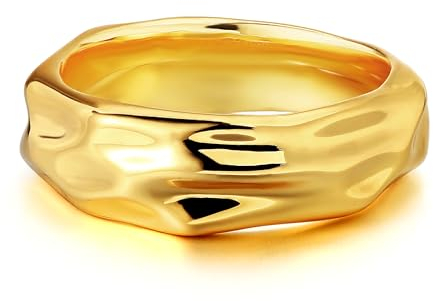 Jenosy 18K Vergoldete Ring Gold Damen Chunky Personalisierte Ringe Frauen Gold Hypoallergene Ring für Mädchen Size 8