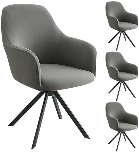 IGTOPS 2er/4er Set Stretch Stuhlbezug für Bürostuhl, Computerstuhl, Drehstuhl, Universal Stuhlhussen mit Armlehne, Abnehmbar Waschbar, Für Haushalt & Wohnen, Esszimmer,Hotel (4, Dunkelgrau)