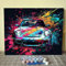 Très belle peinture de voiture de sport par numéro pour adultes, kit de peinture à l'huile sur toile avec pinceaux et pigments acryliques, style graffiti coloré pour décoration d'intérieur, 40,6 x
