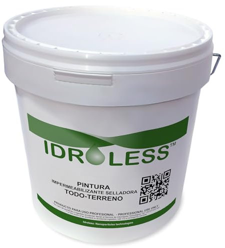 Idroless Peinture d'étanchéité imperméable tout terrain (4 kg - Blanc) - Adhère à toutes les surfaces, même humides. Répare l'humidité, les fissures et les crevasses