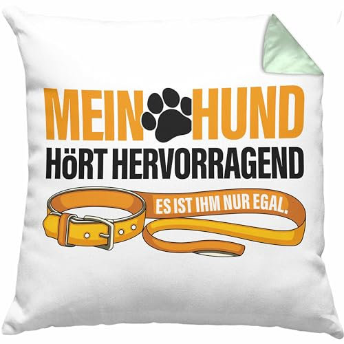 Trendation Kissen mit Füllung 40x40 Hundeliebhaber Hundemama Hundepapa Hund Spruch Geschenk (Grün)