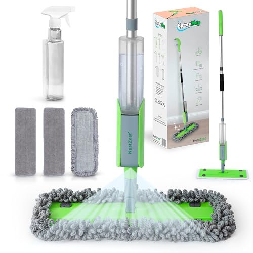 Nest Zest Mocio Lavapavimenti a Spruzzo, Spray Floor Mop Mocio Lavapavimenti e 3 Panni Lavabili per la Pulizia di legno, Laminato, Legno, Ceramica Pavimenti