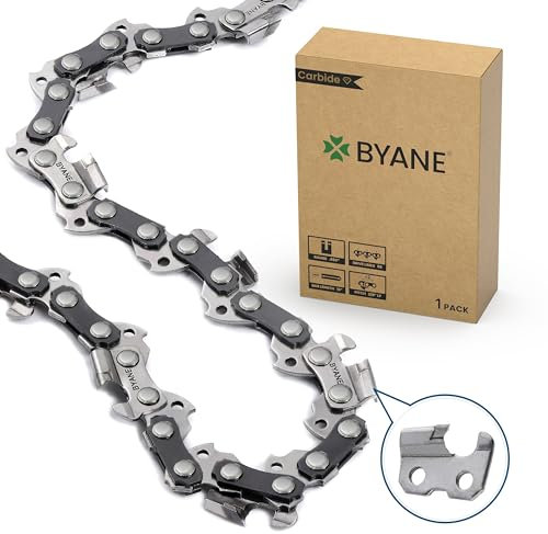 BYANE Carbide Chainsaw Chain 16 Inch, 3/8 LP Pitch, 050 Gauge, 57 Drive Links Fits Echo CS-3510 352 3400 400, Worx WG300 WG303 - S57