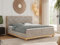 MKS MEBLE Boxspringbett 180x200 Eiche Beige Struktur, Polsterbett 180x200 mit Massivholz Eiche, Bett mit Stauraum und 7-Zonen Taschenfederkern Mattratze H3, Stauraumbett - Caicos