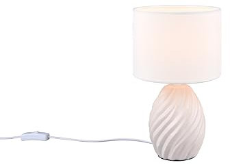 lightling Tischlampe Melina, mit Schnurschalter, Korpus aus Keramik, Stoffschirm in weiß, IP20 Indoor, exkl. 1 x E14 max. 40W, weiß matt