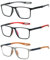 Novstuf 3 Pack Mens Reading Glasses 1.5 Sporty Reading Glasses TR90 Blue Light Blocking Readers Comfortable Flexible Computer Eyeglasses with Rectangular Frame for Men Women
