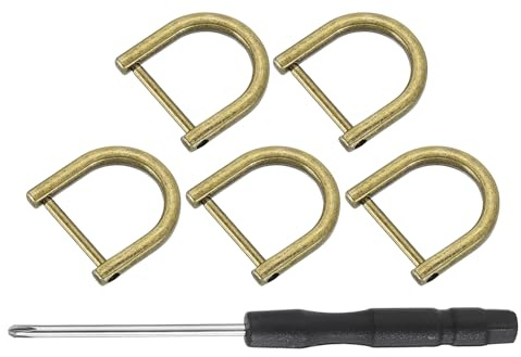 QUARKZMAN 5 Stück Metall D Ring Schraubschäkel, Zinklegierung U Form Abnehmbare D Ringe Ersatz Taschenzubehör für DIY Lederhandwerk Geldbörse Schlüsselanhänger Schnalle, 20x20 mm, Bronze