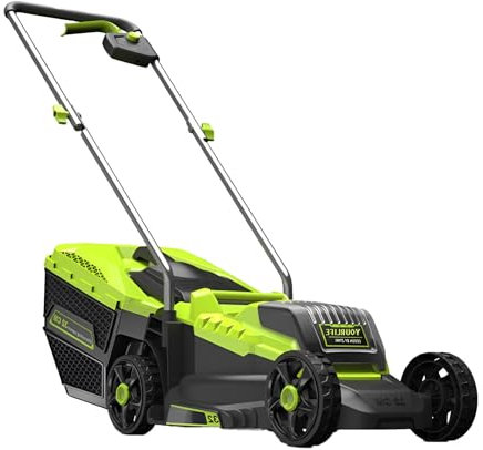 LADECNERHT Rasaerba Elettrico, Tagliaerba Leggero a Batteria da 1600 W, Due Batterie da 20 V. Rasaerba a Spinta Alimentato a Batteria al Litio da 4,0 Ah, Altezze Regolabili 30/50/70 Mm.