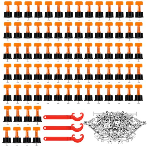 ZOENHOU 303 PCS Tile Leveling System Kit, 150 Tiles Leveler with 150 Steel Needles and 3 Special Wrenches, for Wall and Floor Tile Installation