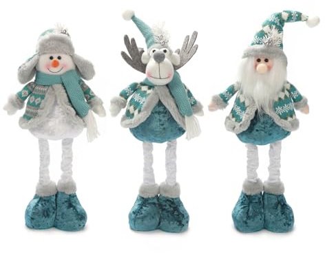 Weihnachtspuppe Teleskop Plüsch Spielzeug, Weihnachten Teleskop Stehend Weihnachtspuppe,Weihnachtsmann Schneemann Elch Puppe Deko Puppe Ornamente mit Teleskopbeinen Tischdekoration Basteln Deko