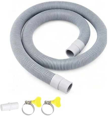 Tuyau de Vidange Universel 1m pour Machine à Laver et Lave-Vaisselle Diamètre 20mm avec Raccord et Colliers de Serrage Flexible Evacuation Eau