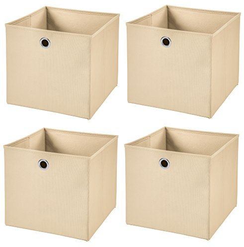 StickandShine 4er Set Creme Faltbox 28 x 28 x 28 cm Aufbewahrungsbox faltbar