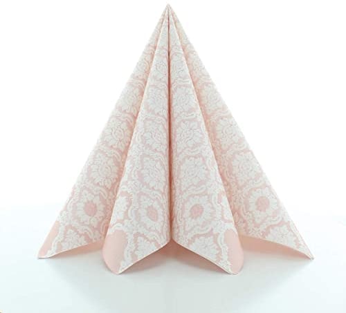 Sovie HORECA Airlaid Serviette MANDY in ALTROSA – 40 x 40 cm, 1/4 Falz, 50 Stück – Ornament-Blütendesign – hochwertige Einwegservietten in stoffähnlicher Qualität für Gastronomie & Feste
