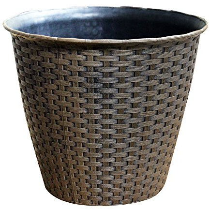 Kingfisher Large Rattan Effect Plastic Plant Pot