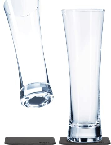 silwy® Magnetgläser, feine Kristallgläser mit perfekt integrierten Magneten und metallischen Nano-Gel-Untersetzern (Bier // 0,3 Liter)
