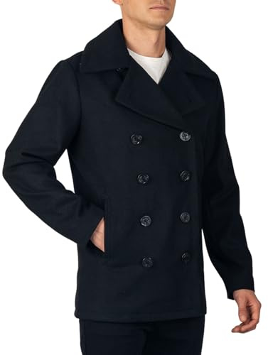 alpine swiss Caban classique en laine mélangée Mason pour homme, noir moyen
