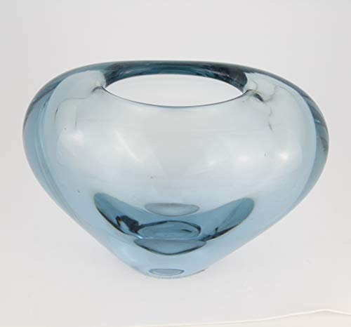 Holmegaard Hjertevase Vase des Herzens - Glas entworfen von Sidse Werner Dänemark 1985 - Maße: 1000 gr. 10,5 cm hoch und 15,5 x 8,5 cm. Farbe blau - Artikel aus zweiter Hand