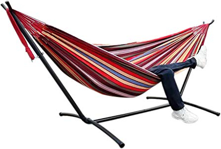 riou 2 Personen Hängematte Outdoor Indoor Yard Komfort Haltbarkeit Canvas Klappbar Hanging Chair Große Stuhl Hängematten (J)