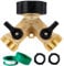 Biswing Garden Hose Splitter 2 Way, Heavy Duty Brass Connector Tap Splitter, Y Splitter 2 Valves with 2 Extra Rubber Washers