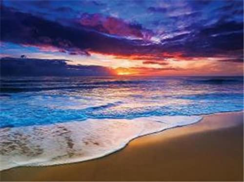 Diamond Painting Set, Bild mit Motiv Sonnenuntergang am Strand und Zubehör, Größe ca. 44 x 33 cm, Bastelset zum Malen mit Glitzersteinchen für Kinder ab 5 Jahren