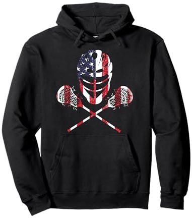 Lacrosse American Flag Lax Helmet Sticks 4th Of July Pullover Hoodie