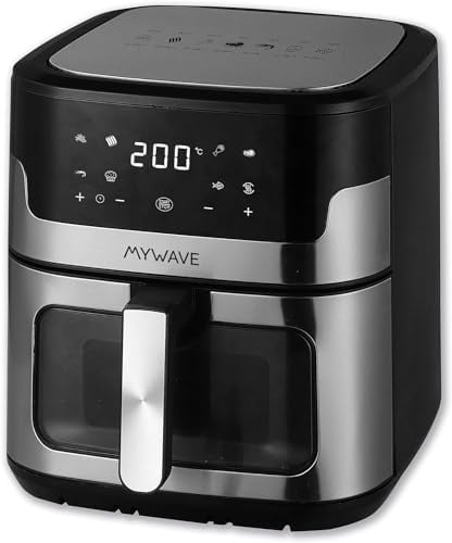 My Wave - Freidora de Aire con Ventana - Ideal para Cocinar Sin Aceite - Freidora con Capacidad de 8 L - Incluye 7 Programas para Diferentes Alimentos - Alcanza 360 ºC - Con Control Digital