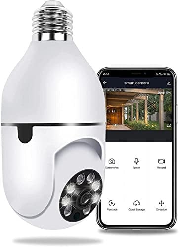 Di Tutto Per Tutti® Telecamera IP Cam 2MP attacco E27 PTZ Wireless, WiFi Home Security Camera Motion Auto Tracking Alarm, 4X Digital Zoom Two Way Talk, Full Color Night Vision 1080p App Yoosee
