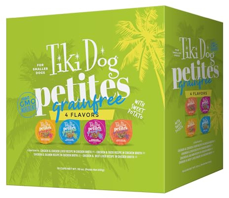 Tiki Dog Petites Grain Free, Variety Pack, Nutrient Dense Meat, Wet Dog Food for Small Breed Dogs and All Life Stages, 3 oz. Cans, Pack of 10