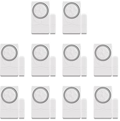 Mengshen Lot de 10 Alarmes De Fenêtre De Porte sans Fil, Carillon De Capteur De Petite Taille avec 110 DB 4 Modes De Fonctionnement pour La Maison, Les Bureaux Magasins, L'Installation De Bricolage