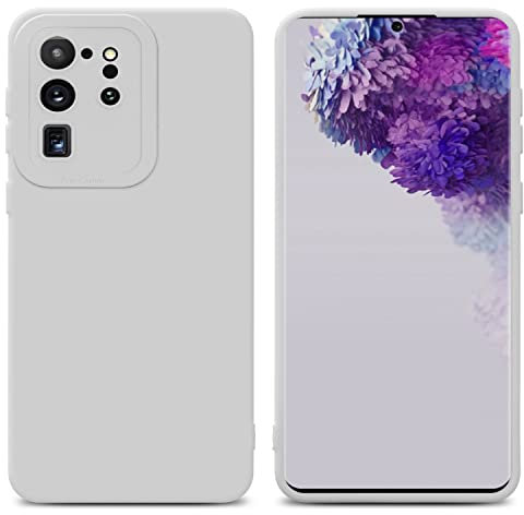 Cadorabo Hülle kompatibel mit Samsung Galaxy S20 Ultra Schutzhülle TPU Silikon Case Liquid Design mit Kameraschutz Slim Kratzfest Weiche Gummi mit Rundumschutz Case Hülle für Galaxy S20 Ultra in Weiß