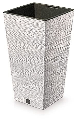 URBNLIVING Maceta cuadrada de madera de 265 mm con aspecto de grano alto, Vaso Planta para interiores y exteriores, decoración de jardín (blanco)