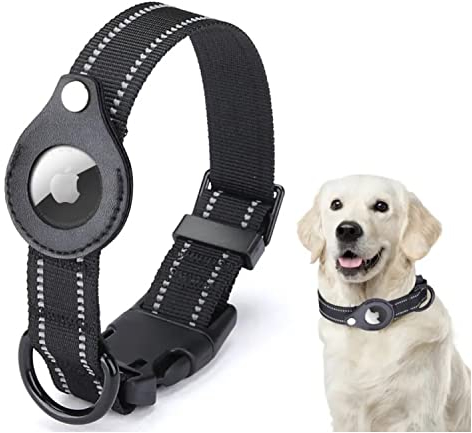Hundehalsband für AirTag, Halsband Haustiere, verstellbar, Halsbänder für Katzen und Hunde mit Airtag (Türkis/Blau)