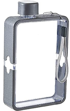 DIKNAC Gourdes d'eau Gourde Bouteille d'eau A5 Plat Eau Plastique Hommes Papier Bouteille d'eau Personnalité Féminine Créatif Sport Bouteille Carré Simple Portable Tasse Gourde Sport (Blue : G)