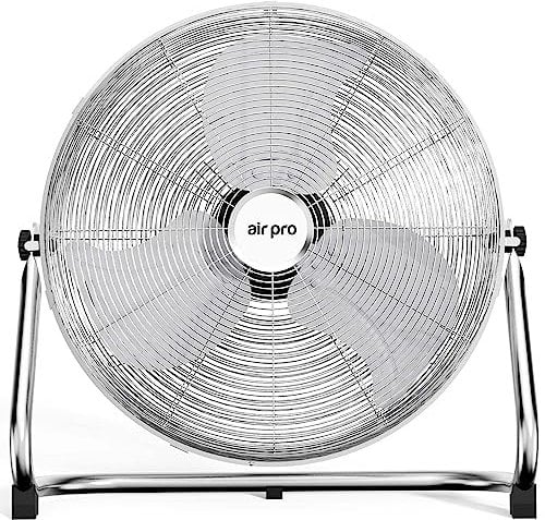 Air Pro 20 Floor Fan - Powerful Air Cooling & Circulating Fan with 3 Speed Setting & Adjustable Tilt - Indoor Home, Office, Gym Fan Quiet Portable Electric Fan with Metal Blade & Body 1.6m Long Cable