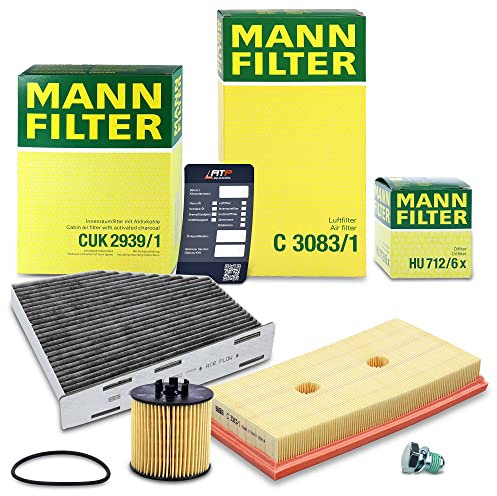 MANN-FILTER Filterset 1x Ölfilter, 1x Luftfilter, 1x Innenraumfilter Kompatibel mit AUDI A3, SKODA OCTAVIA 2, VW EOS, GOLF PLUS 5, GOLF 5, JETTA, PASSAT B6 (3C2), PASSAT B6 Variant (3C5), TOURAN,