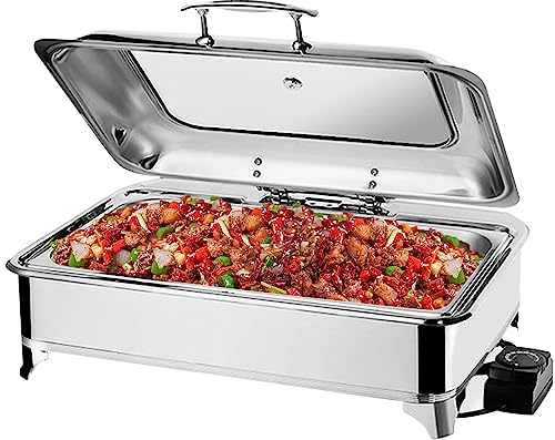 VFDZ Chafing Dish Elektrisch, 9L Buffetwärmer Elektrisch, Kommerzieller Speisenwärmer für Hochzeitsbuffet Oder Party, Ideal zum Warmhalten von Speisen(Size:1 Grid)